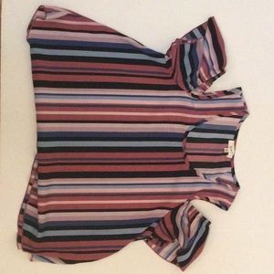 Pretty Abstract Line Cold Shoulder Blouse